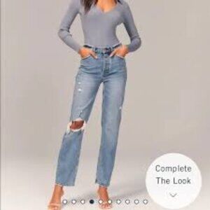 Abercrombie “The Dad” High Rise Jeans light ripped wash 28L